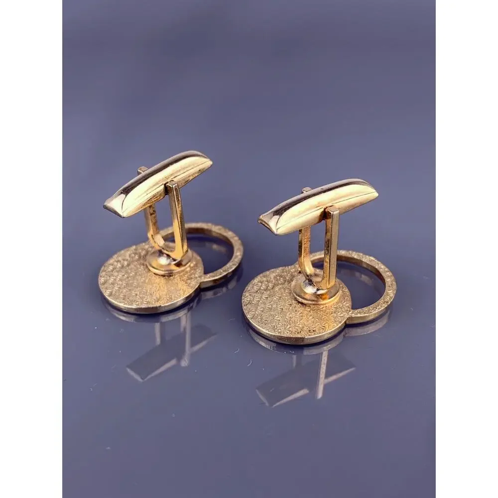 Interlocking Circles Rings Cufflinks Gold Plated Simple Modern Vintage